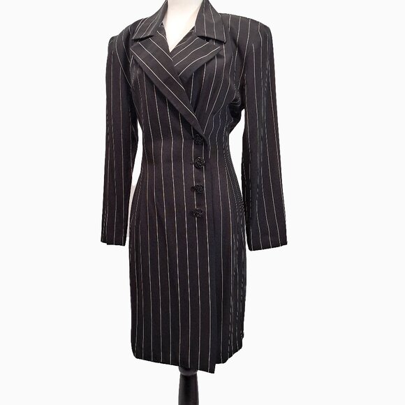 Vintage 90s Pinstripe Wrap Dress - New condition - Picture 1 of 6